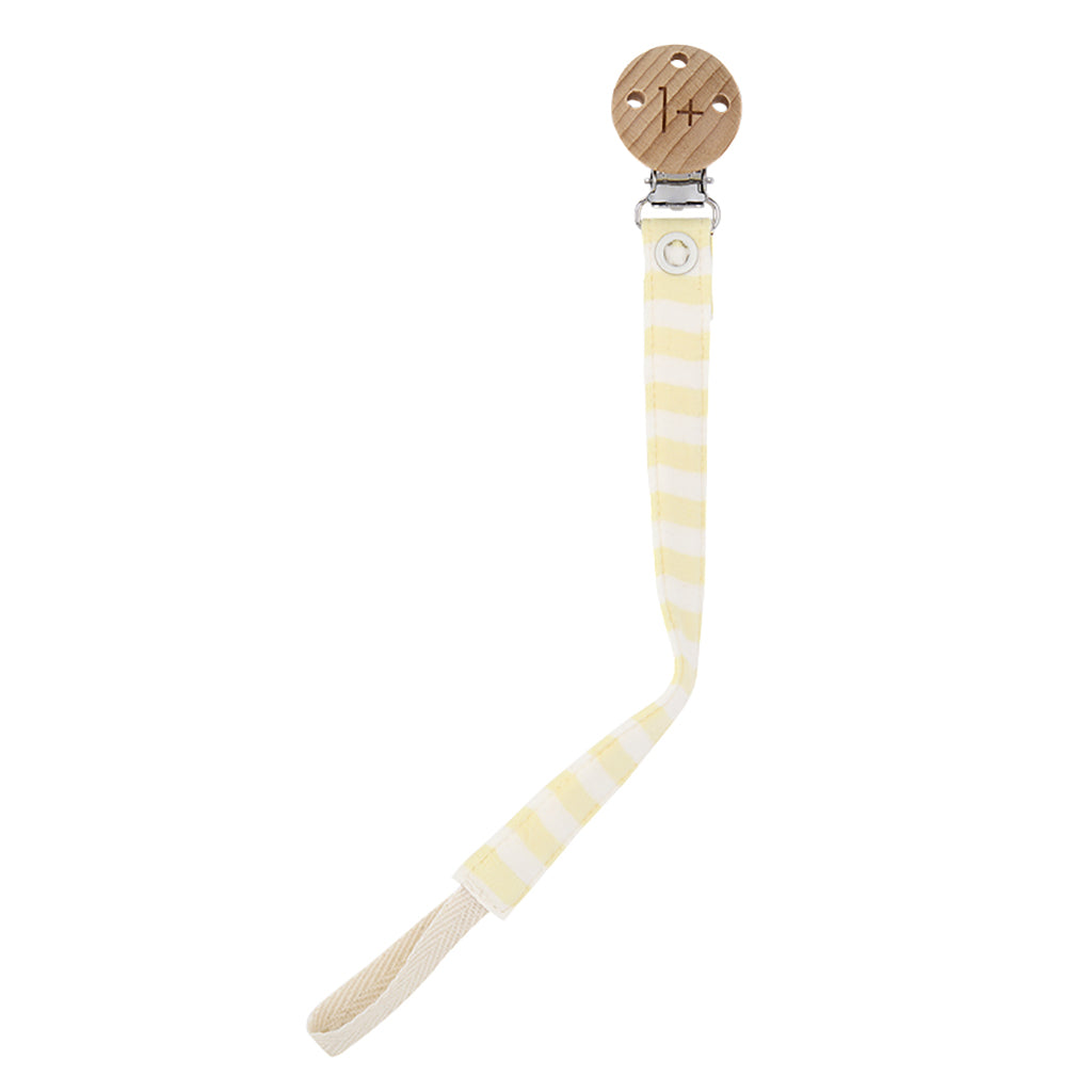 1+ In The Family Baby Aina Pacifier Clip Pastel Yellow Stripes