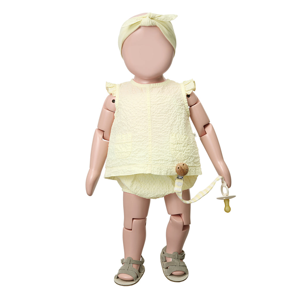 1+ In The Family Baby Aina Pacifier Clip Pastel Yellow Stripes