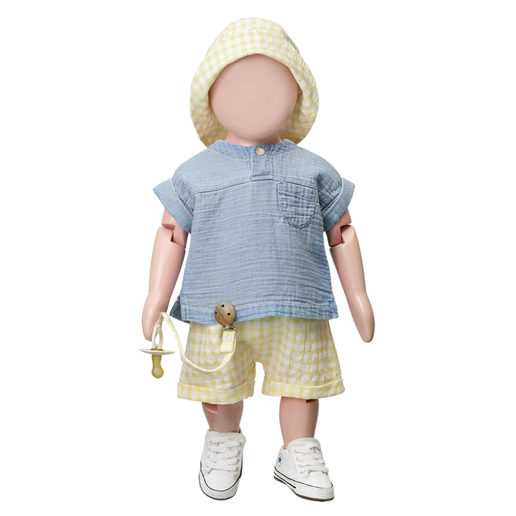 1+ In The Family Baby Egas Hat Pastel Yellow Checks