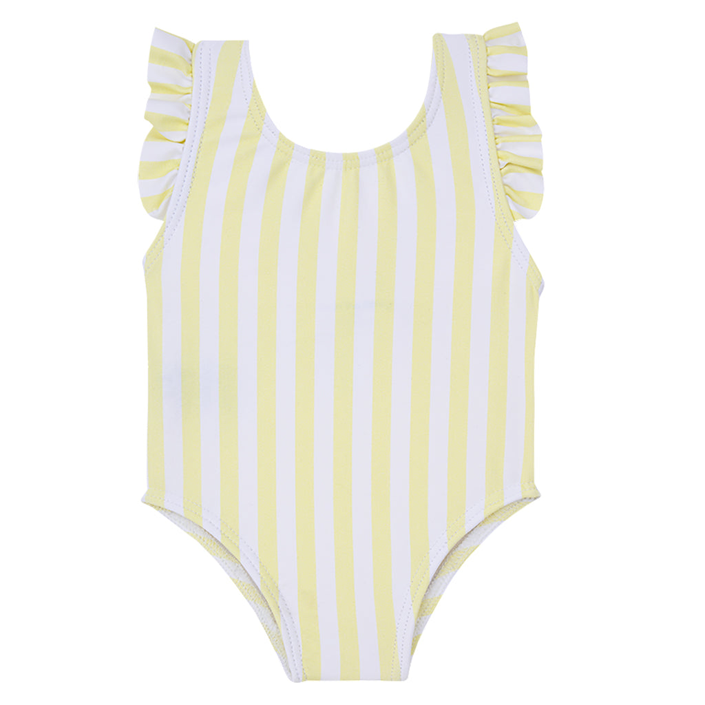 1+ In The Family Baby And Child Ponsa Swimsuit Lemon Yellow Stripes