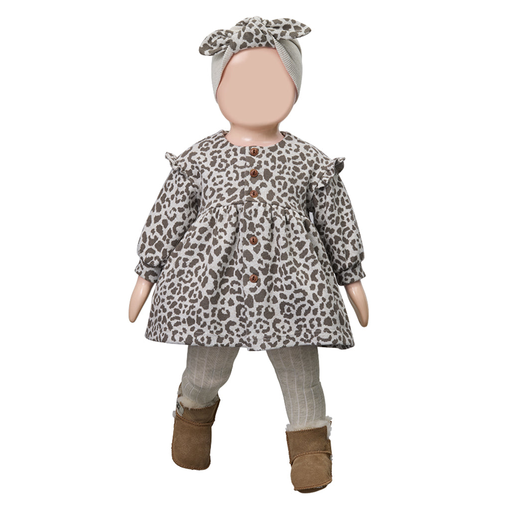 1+ In The Family Baby And Child Matera Dress Dark Taupe Brown Animal Print