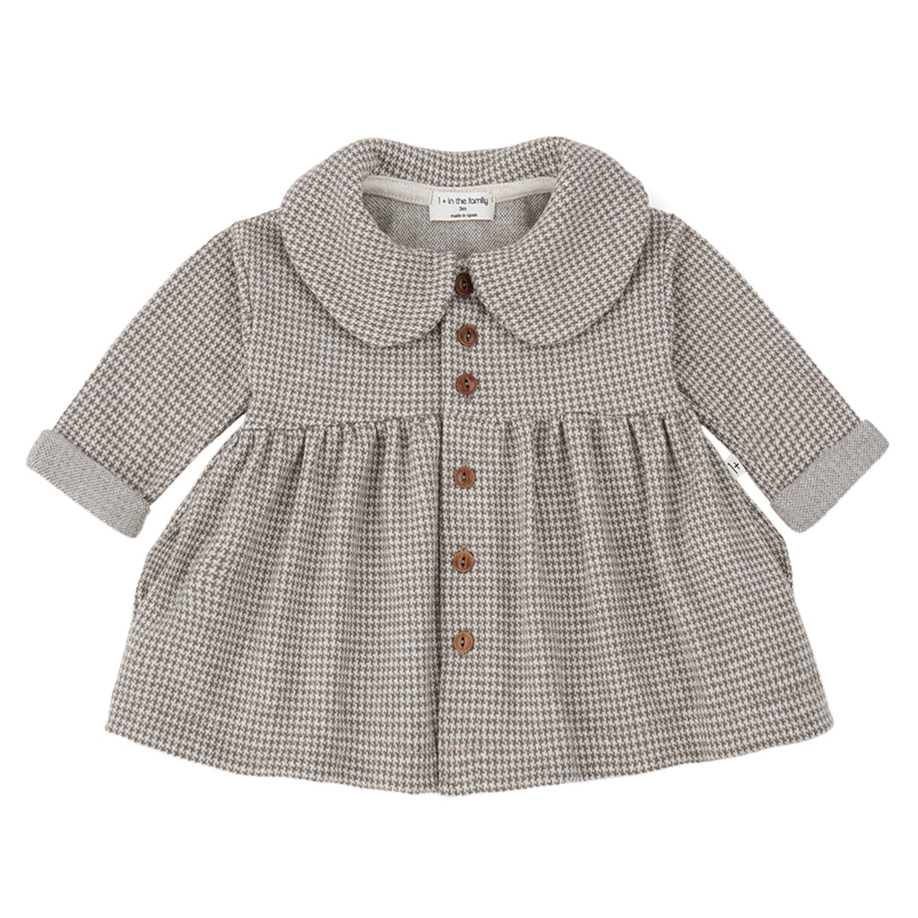 1+ In The Family Baby And Child Salerno Dress Dark Taupe Brown Herringbone