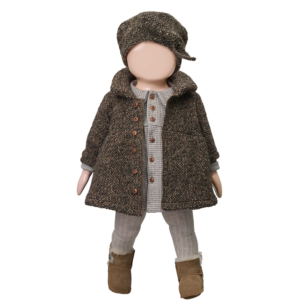 1+ In The Family Baby And Child Salerno Dress Dark Taupe Brown Herringbone