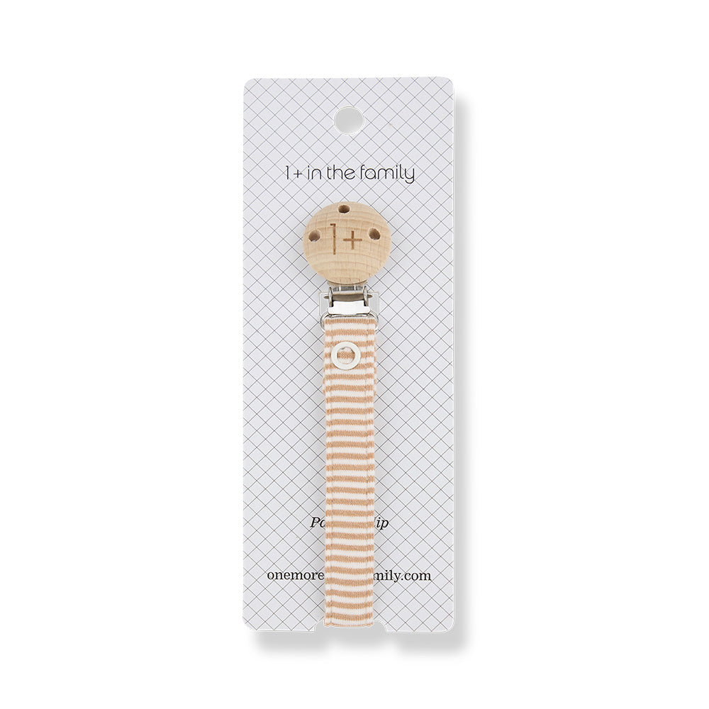 1+ In The Family Baby Aina Pacifier Clip Biscotto Brown Stripes