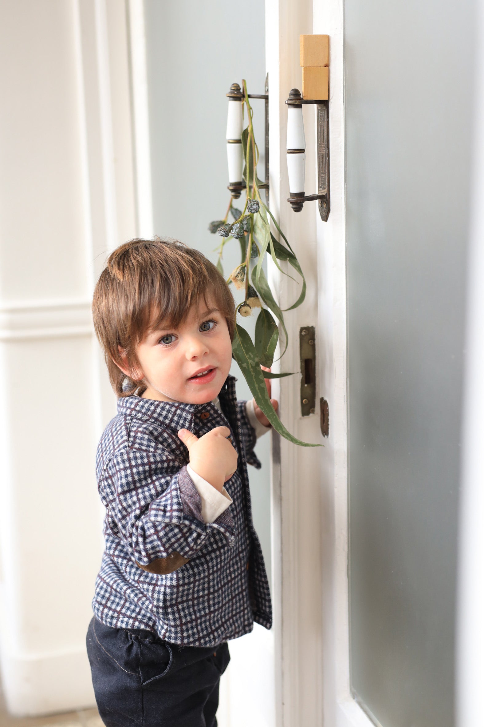 1+ In The Family Baby And Child Conrad Shirt Dark Navy Blue Plaid