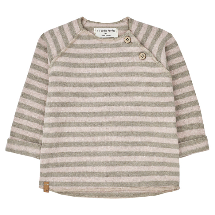 1+ In The Family Baby And Child Alex Sweater Pink And Taupe Stripes