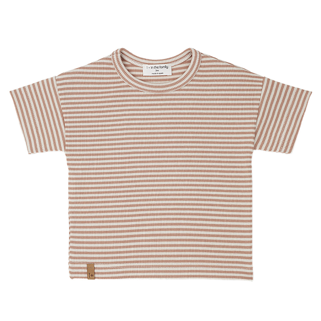 1+ In The Family Baby And Child Aristide T-shirt Apricot Pink Stripes