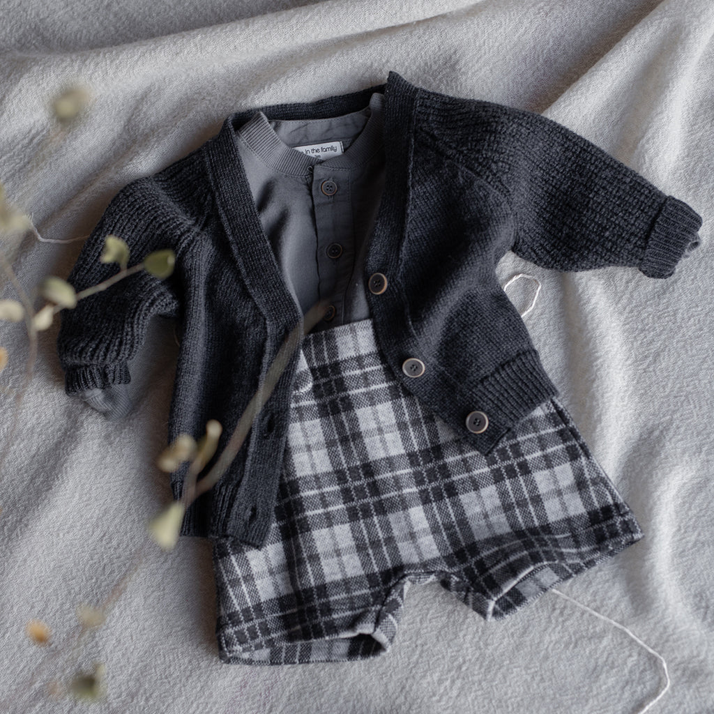 1+ In The Family Baby And Child Mirt Henley T-shirt Grey