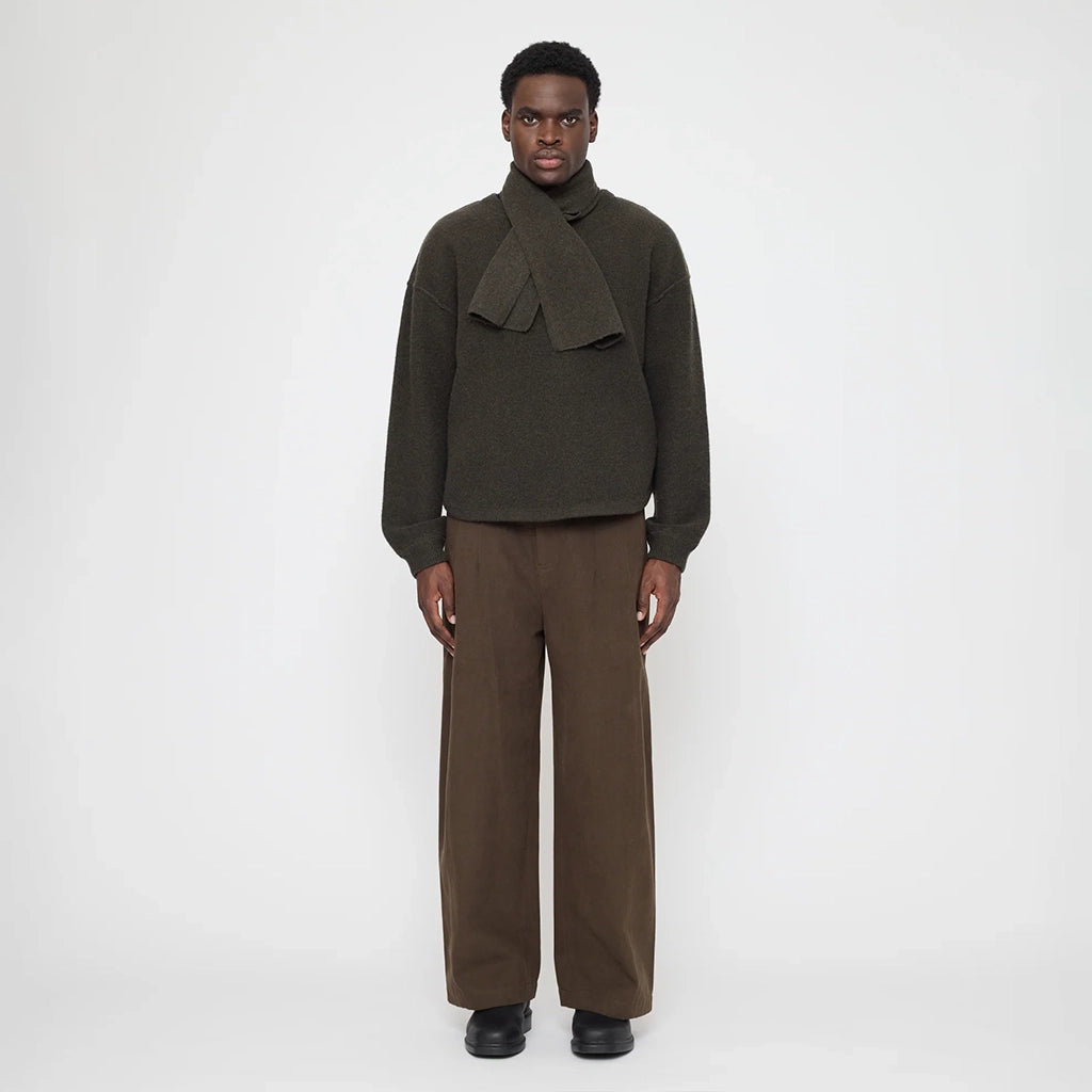 7115 By Szeki Unisex Cross Scarf Olive Brown