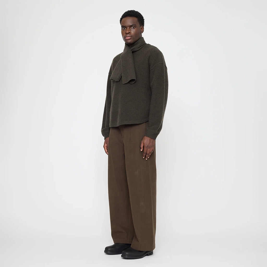 7115 By Szeki Unisex Cross Scarf Olive Brown