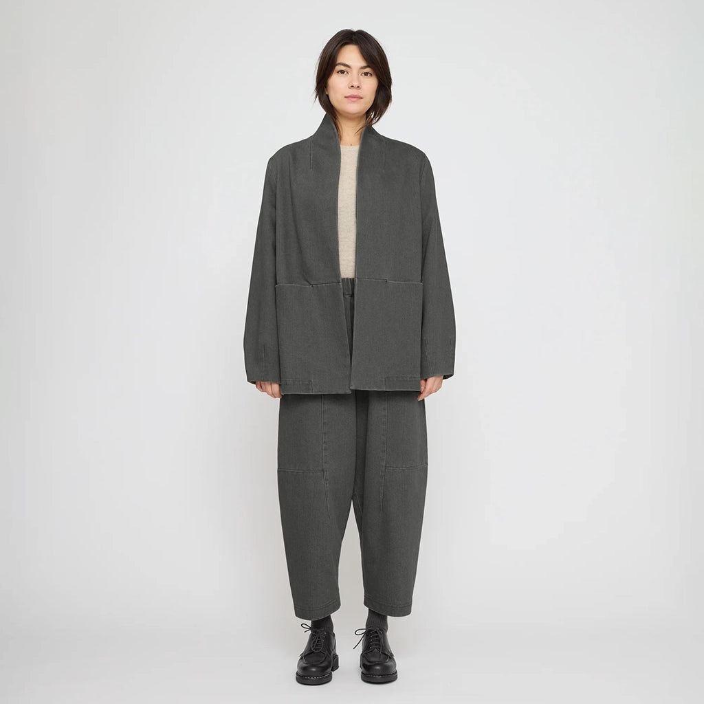 7115 By Szeki Unisex Open Short Coat Washed Black
