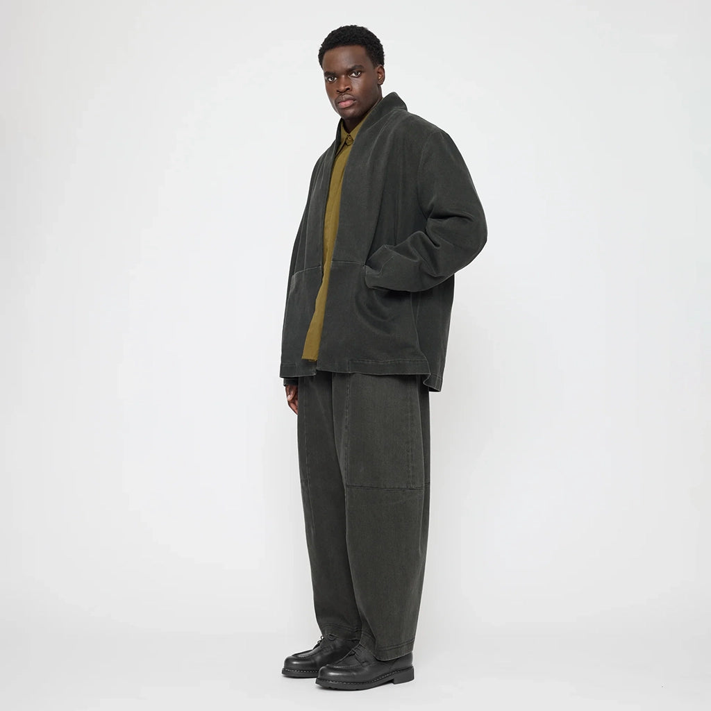 7115 By Szeki Unisex Open Short Coat Washed Black