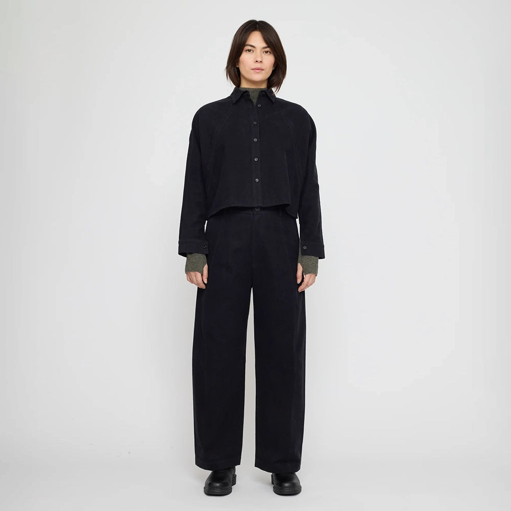 7115 By Szeki Woman Signature 3/4 Cropped Shirt Jacket Black