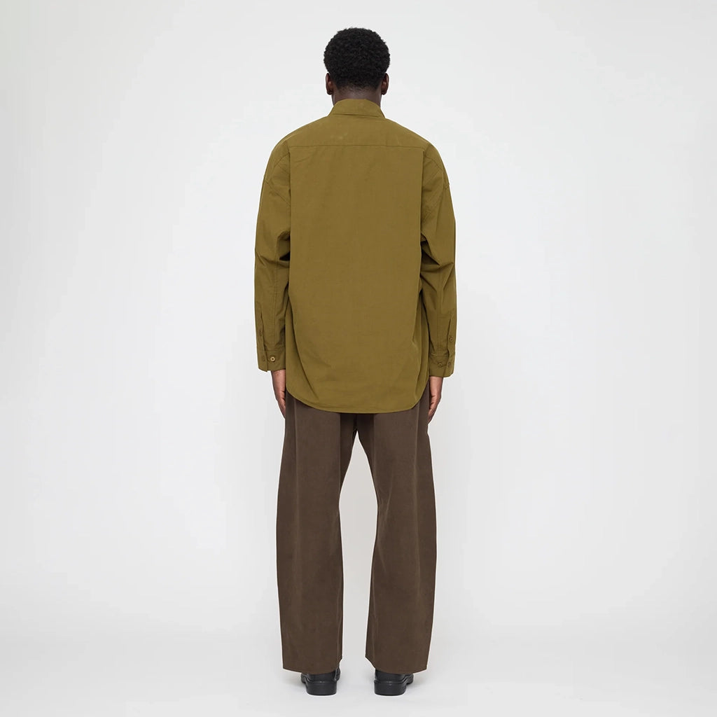 7115 By Szeki Woman Cocoon Dress Shirt Kelp Green