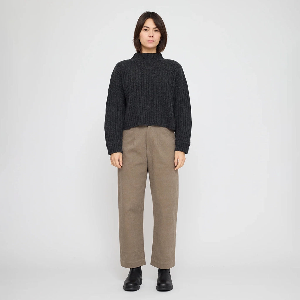 7115 By Szeki Unisex Chunky Ribbed Mock Neck Sweater Charcoal Grey