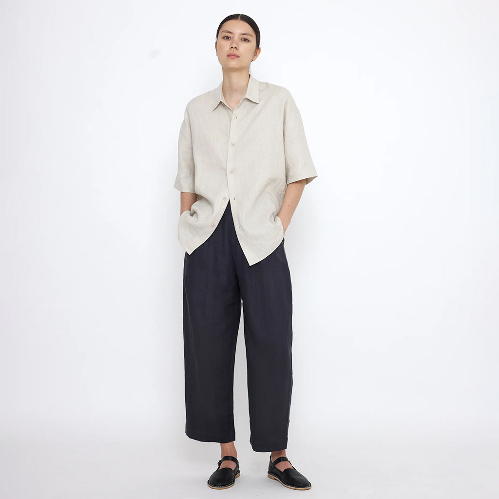 7115 By Szeki Unisex Linen Oversized Shirt Sand Beige