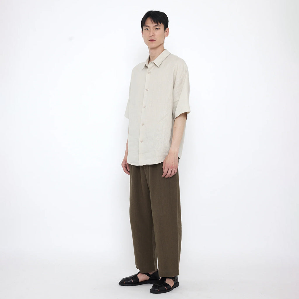 7115 By Szeki Unisex Linen Oversized Shirt Sand Beige