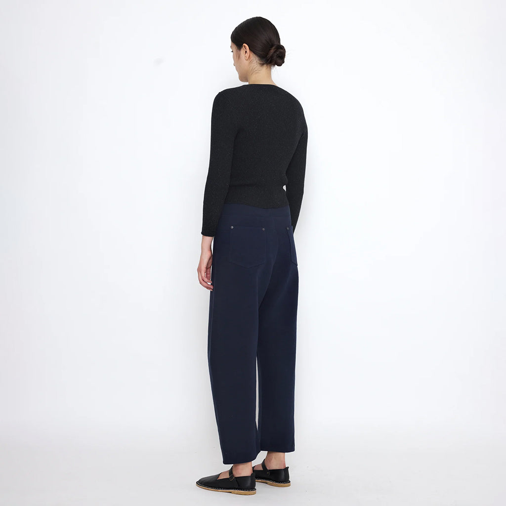 7115 By Szeki Unisex Relaxed Curve Legged Pants Navy Blue