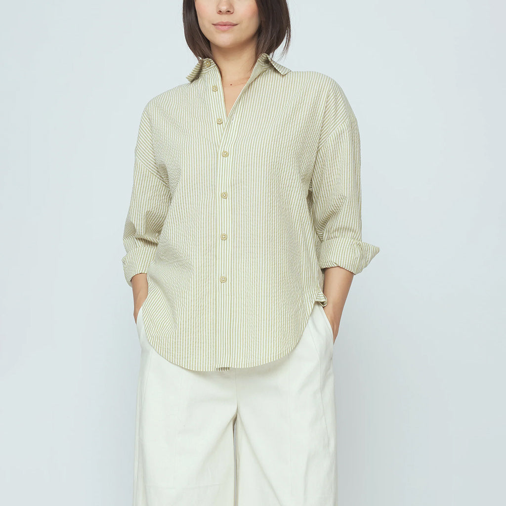 7115 By Szeki Woman Dolman Shirt Mustard Yellow Stripes