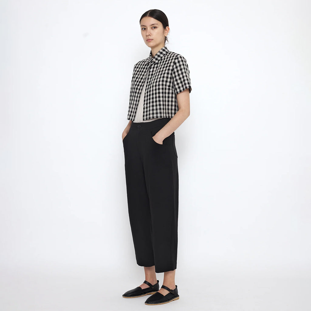 7115 By Szeki Woman Gingham Cropped Shirt Black
