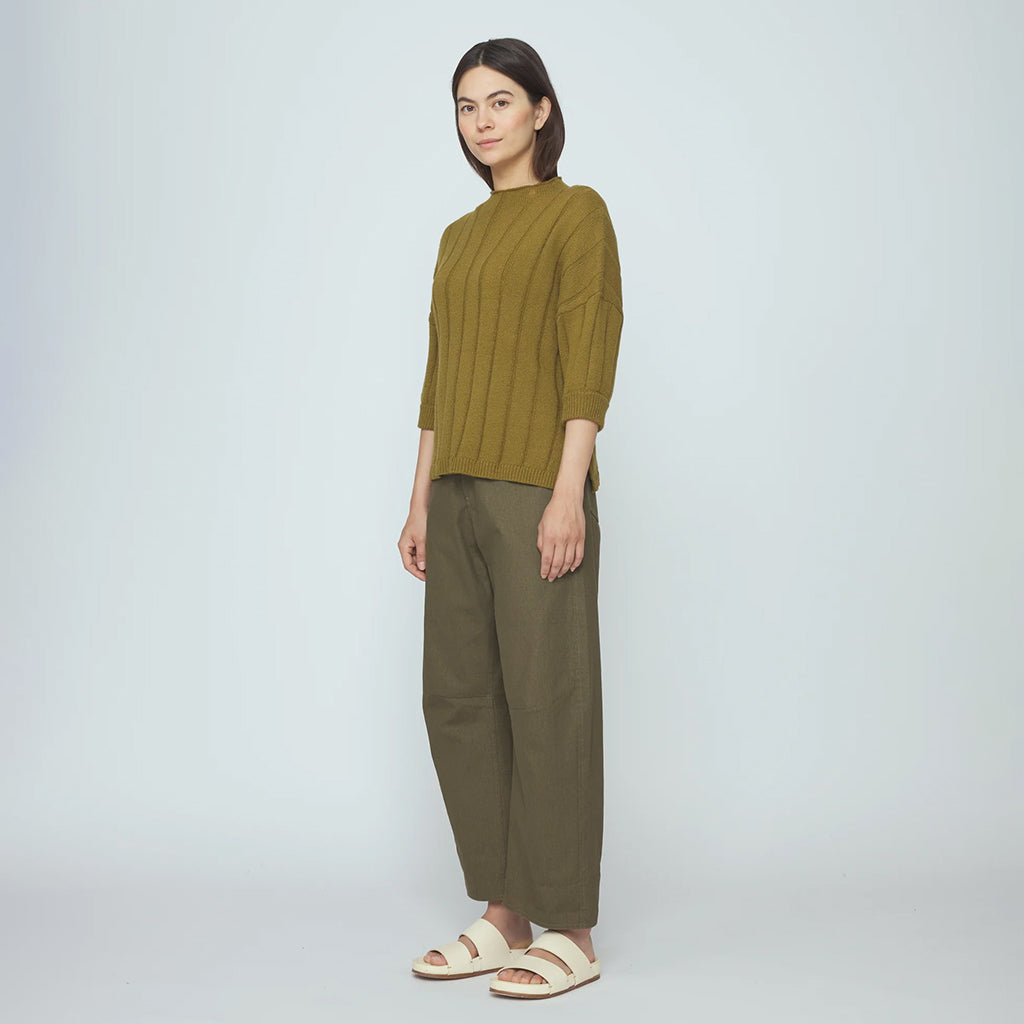 7115 By Szeki Woman Mid Poet Mockneck Sweater Kelp Green