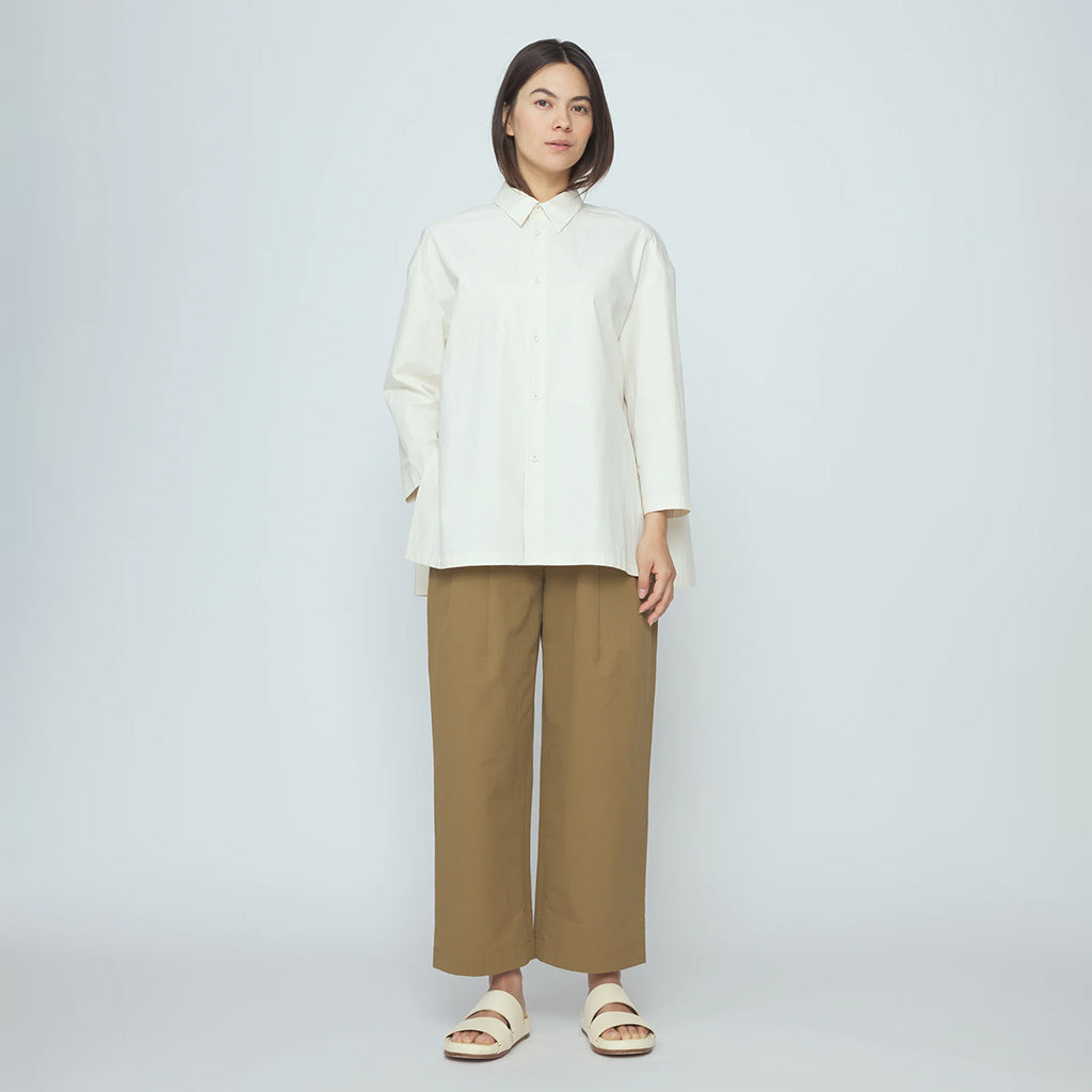 7115 By Szeki Woman Papery 3/4 Button Up Shirt Rice White