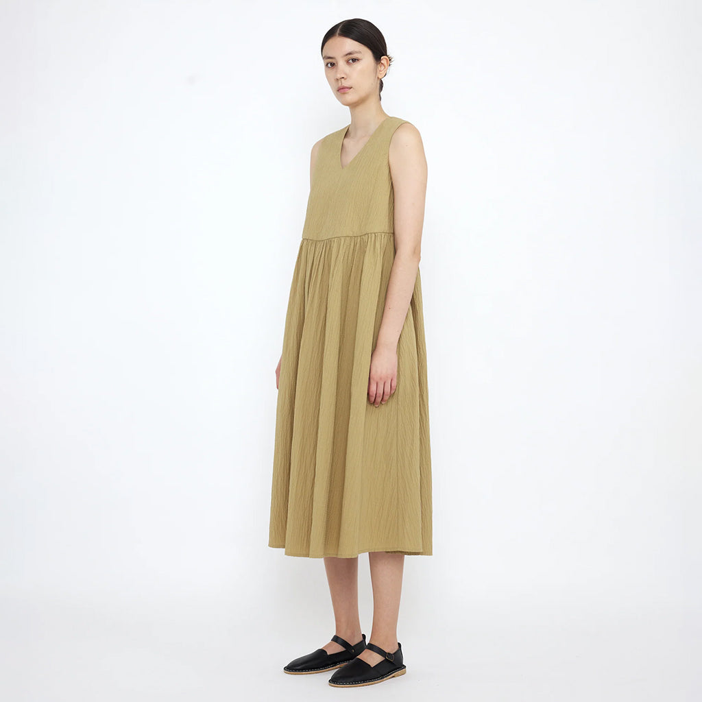 7115 By Szeki Woman V-Neck Playdress Textured Dijon Yellow