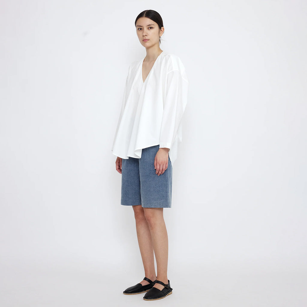 7115 By Szeki Woman V-neck Cocoon Blouse Off-White