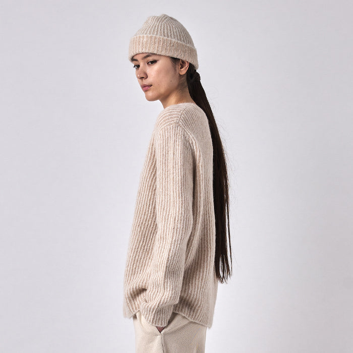 7115 By Szeki Woman Alpaca Beanie Hat Light Stripes