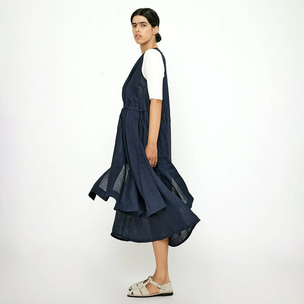7115 By Szeki Woman Layered Summer Dress Navy Blue