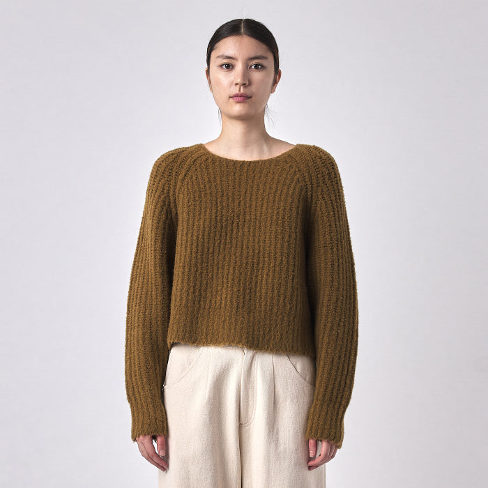 7115 By Szeki Woman Chunky Cropped Sweater Dijon Yellow