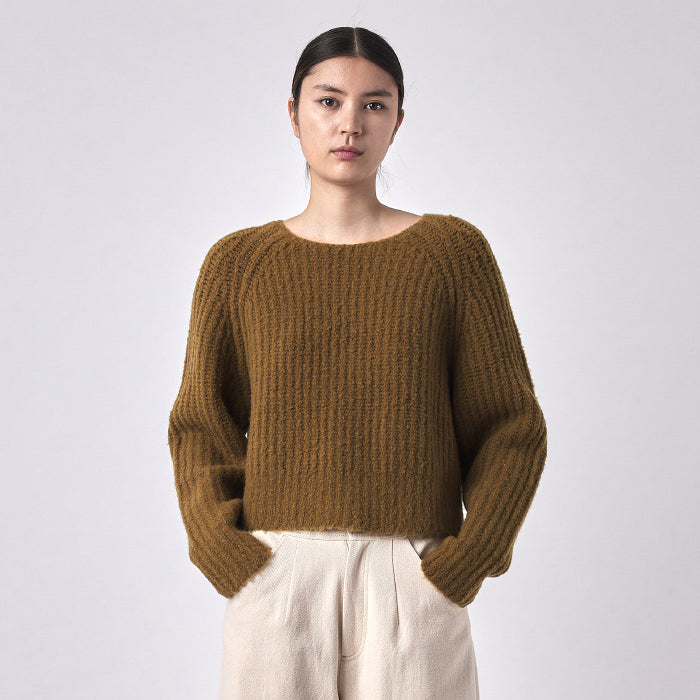 7115 By Szeki Woman Chunky Cropped Sweater Dijon Yellow