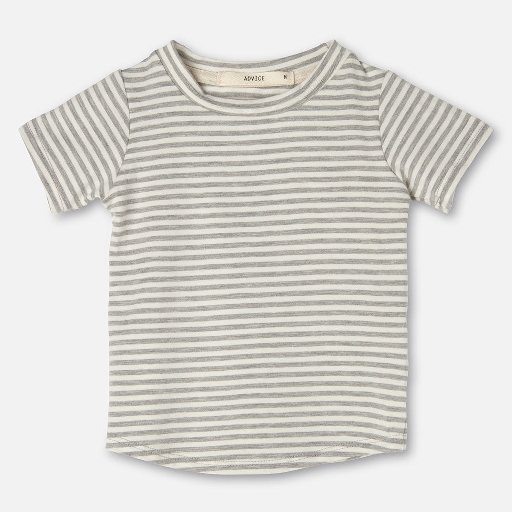 ADVICE Baby And Child Article One T-Shirt Grey And White Stripes