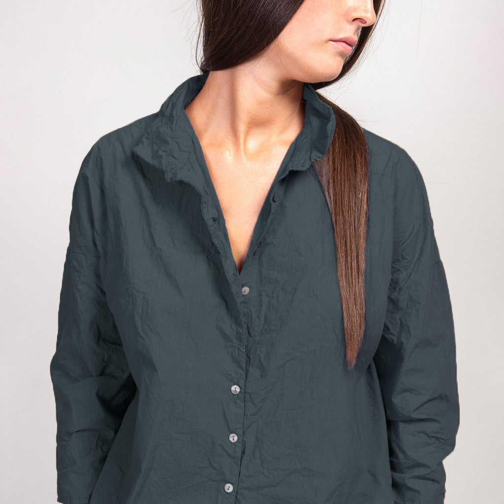 Album Di Famiglia Woman Short Collar Shirt TC Thyme Grey