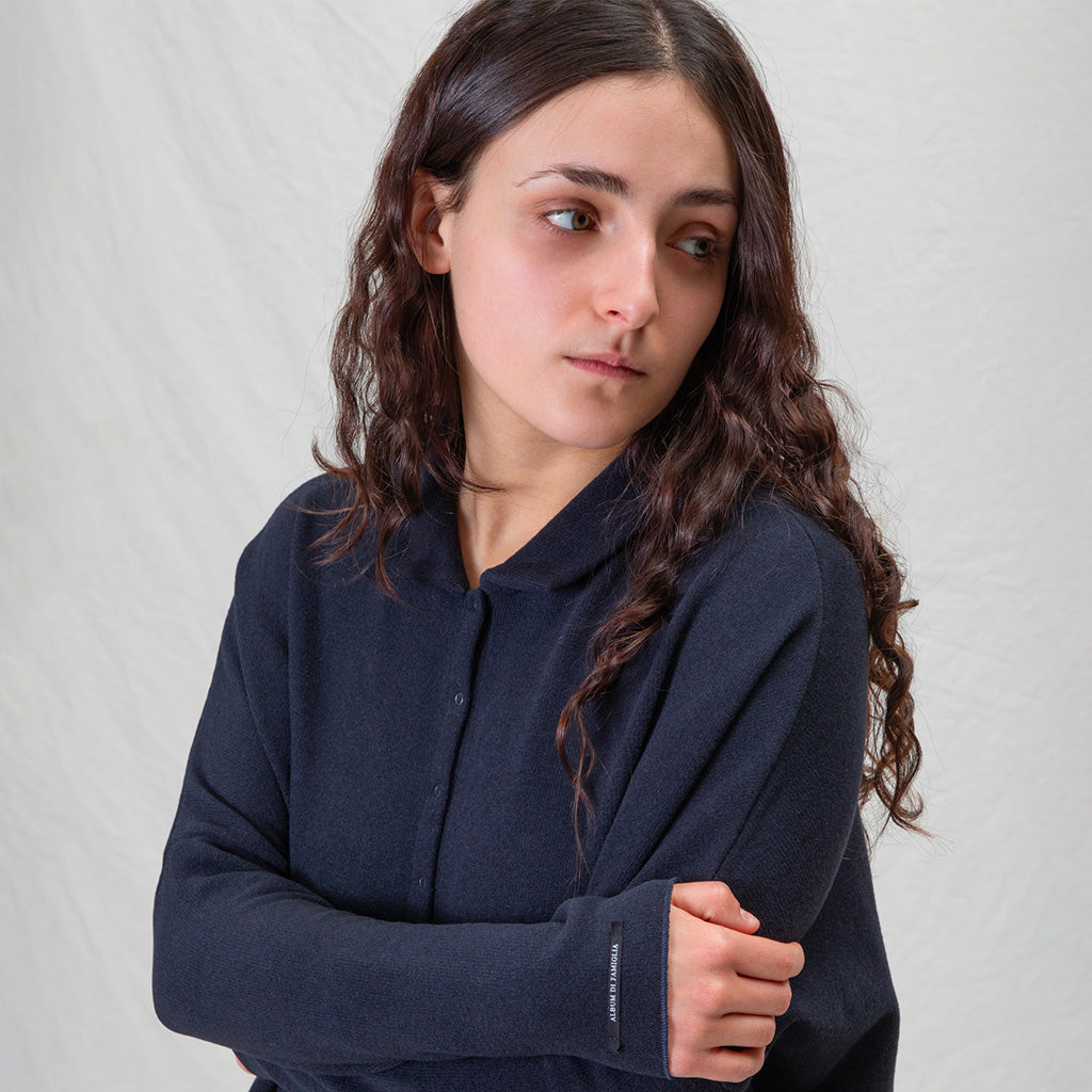 Album Di Famiglia Woman Polo Aperta Cardigan JP Navy Blue