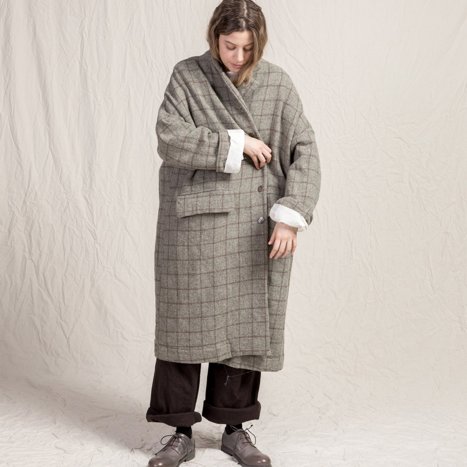 Album Di Famiglia Woman Alpago Loose Coat Stone Grey