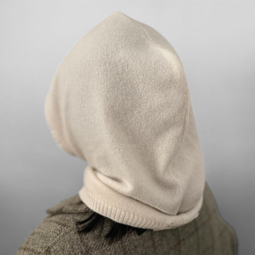 Album Di Famiglia Woman Cashmere Cagoule WS Hood Hat Oatmeal Cream