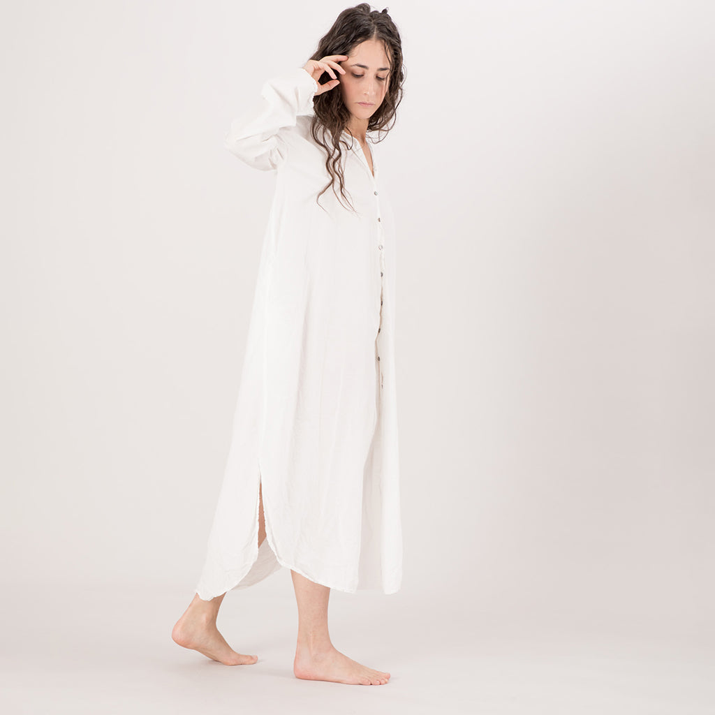 Album Di Famiglia Woman Long Shirt Dress TC Milk White