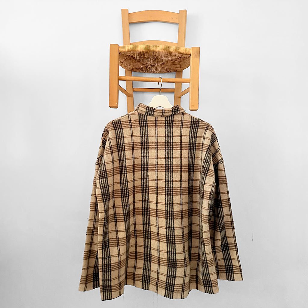Album Di Famiglia Woman Tartan Soft Collar Shirt Natural Beige