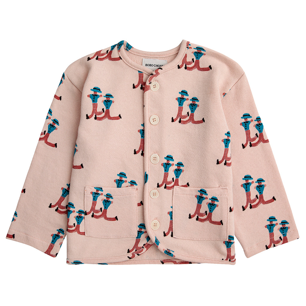 Bobo Choses Baby Dancing Giants All Over Buttoned Sweatshirt Light Pink