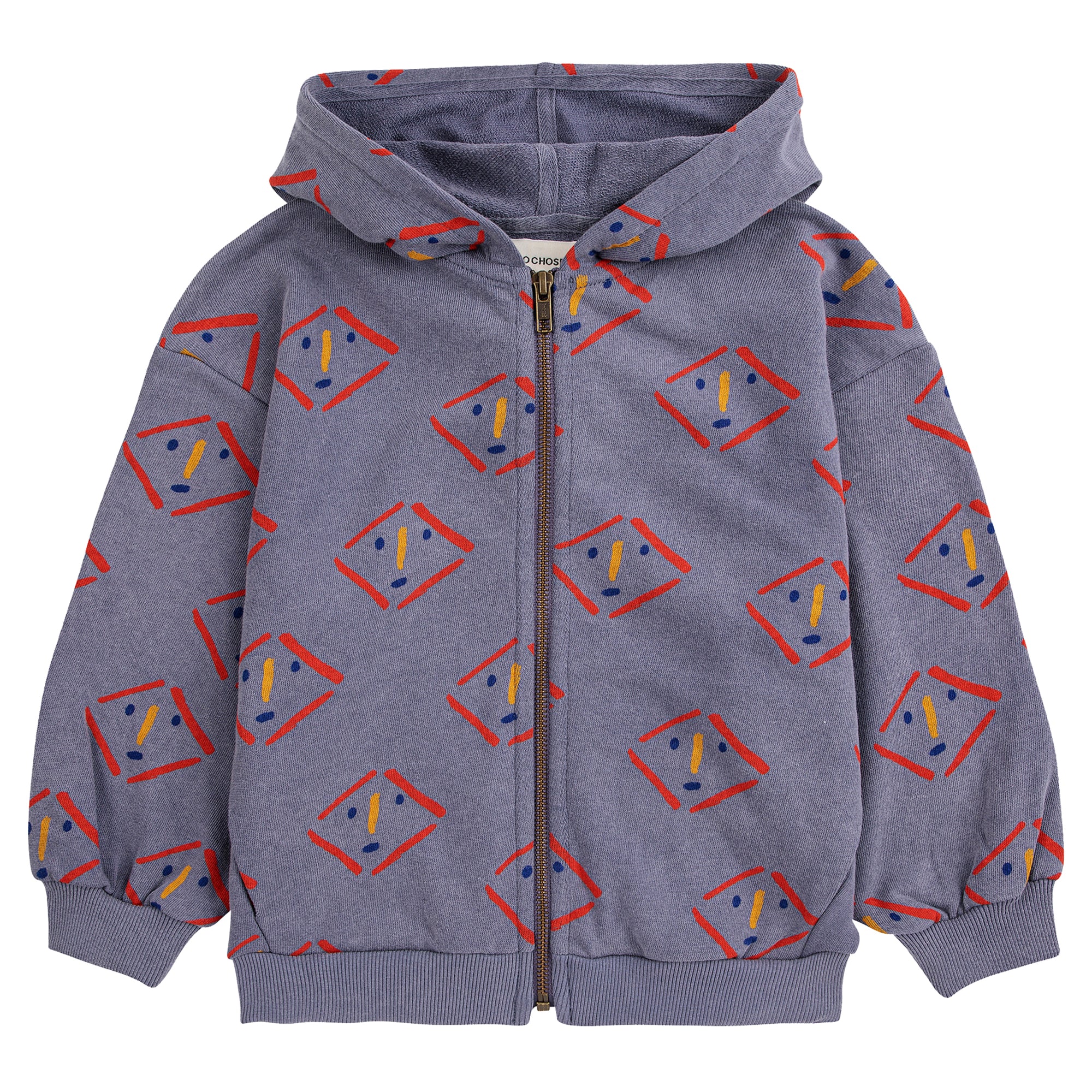 Bobo Choses Child Masks All Over Hooded Sweatshirt Prussian Blue