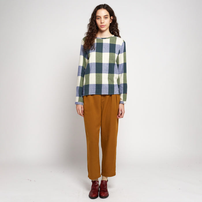 Bobo Choses Woman Plaid Check Blouse Navy Blue