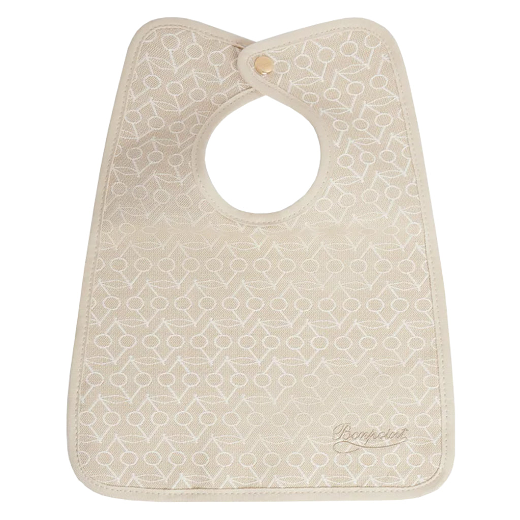 Bonpoint Baby Clip Bib Beige Signature Cherry Pattern