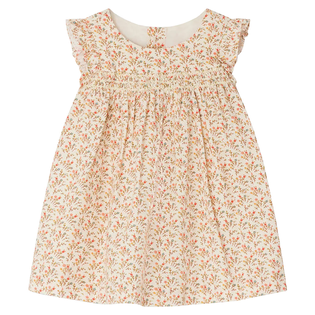 Bonpoint Baby Clothibis Dress Beige Floral Print