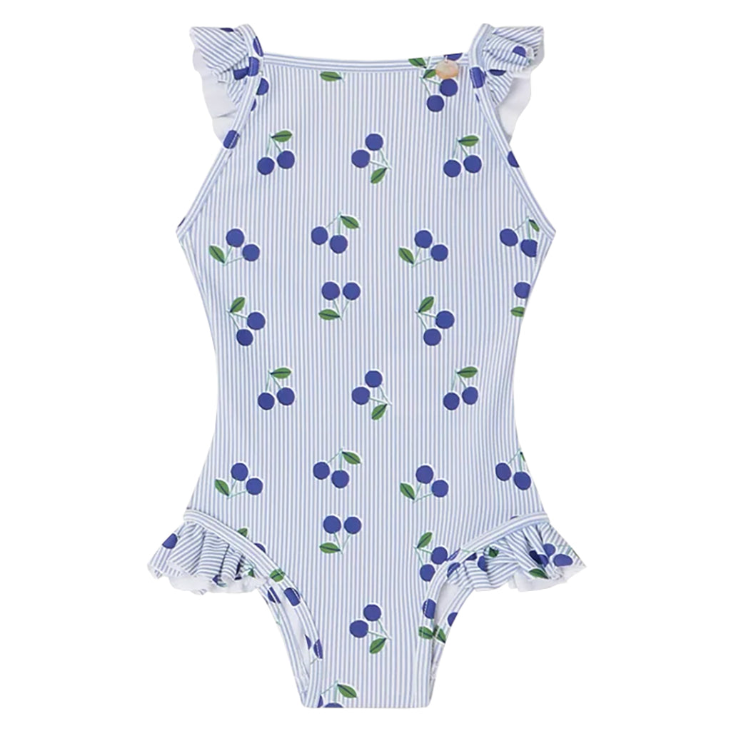 Bonpoint Baby Cecilia Swimsuit Royal Blue Cherry Print