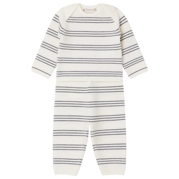 Bonpoint Baby Dini Two Piece Pyjama Set Grey Stripes