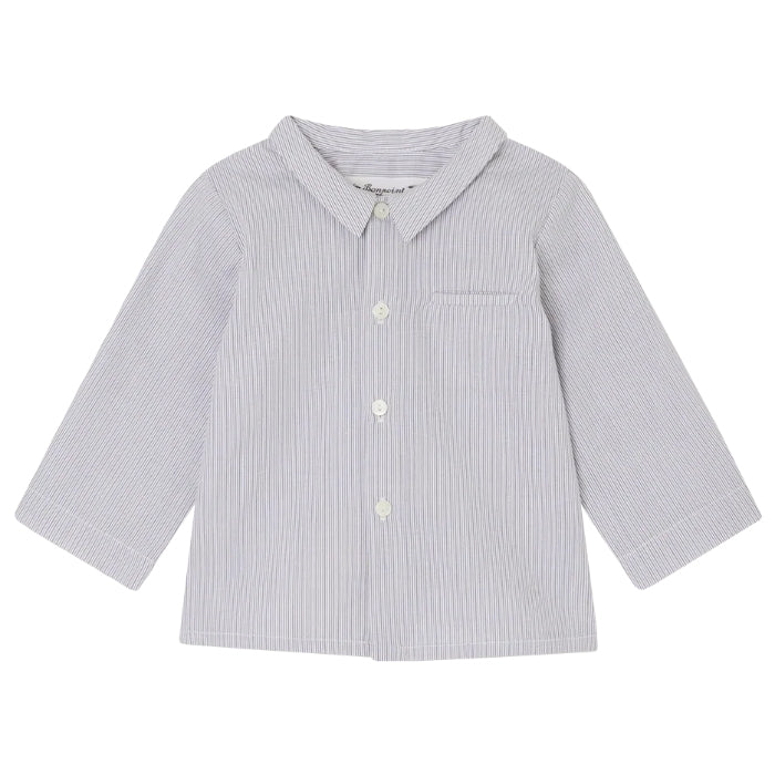 Bonpoint Baby Boubou Shirt Grey Stripes
