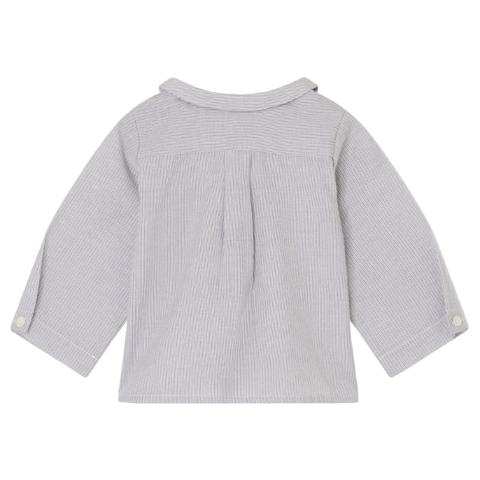 Bonpoint Baby Boubou Shirt Grey Stripes