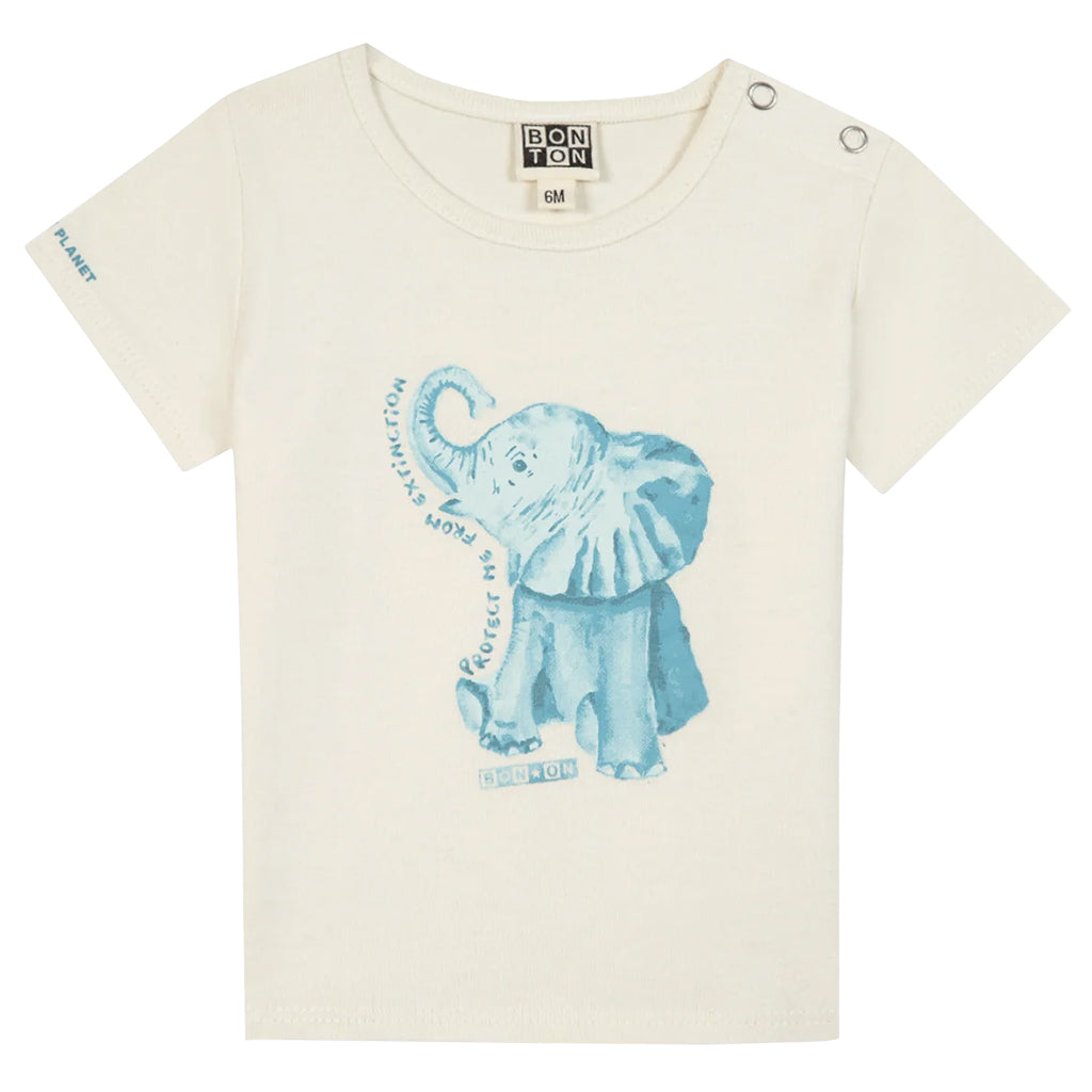 Bonton Baby Tuba T-shirt Cream With Elephant Print
