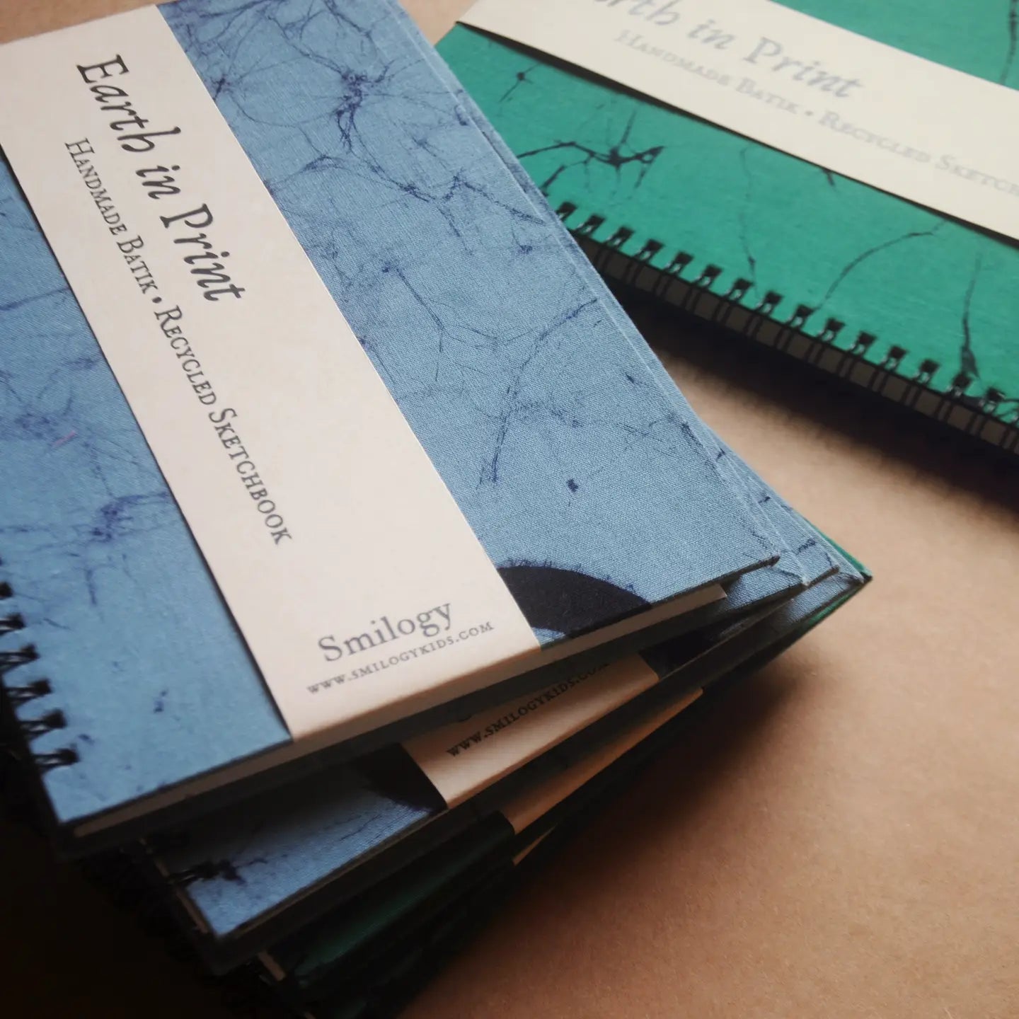 Smilogy Earth in Print Handmade Blue-Grey Batik Sketchbook Recycled Paper